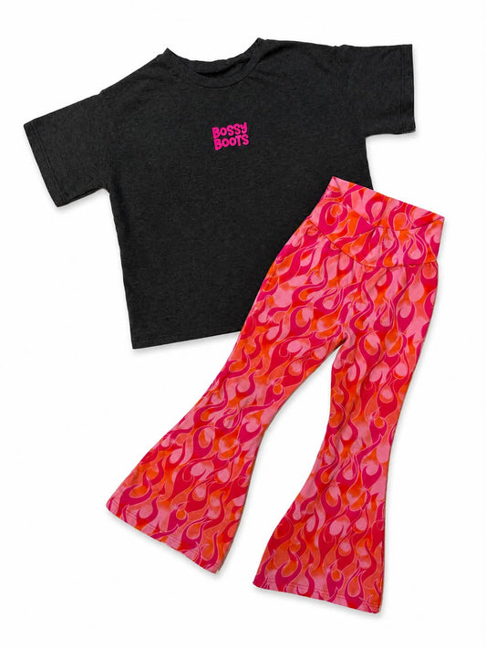 Neon Flame Flare Pants